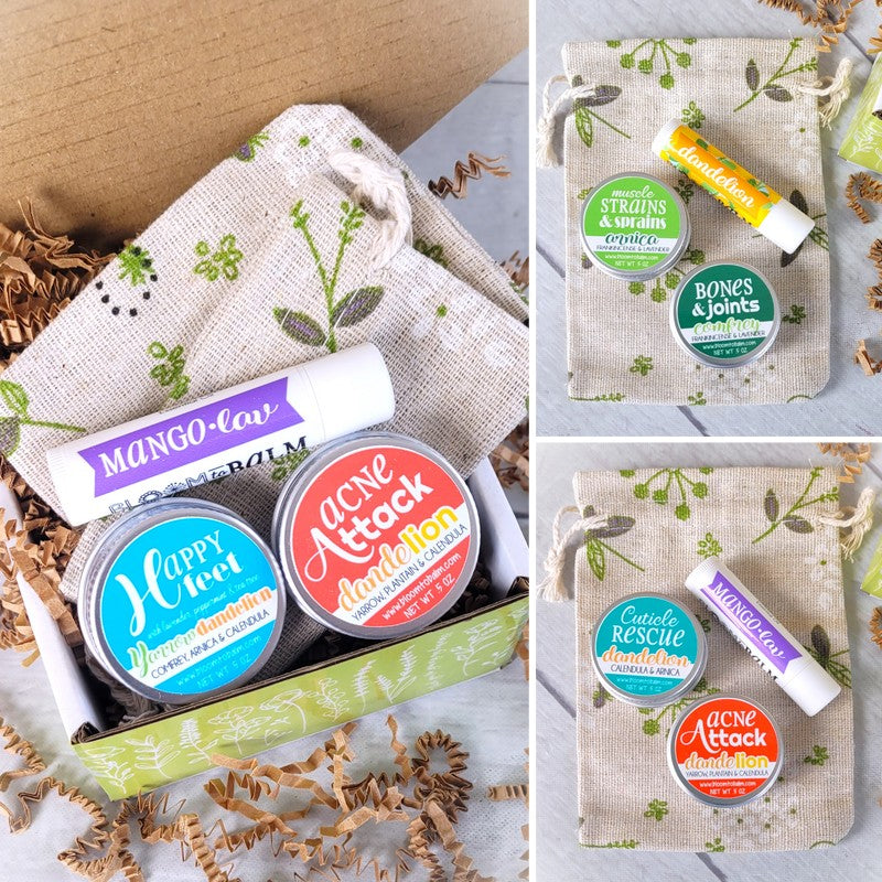 MINI GIFT BAG BUNDLE: 2 Salves (.5 oz) + 1 Lip Balm