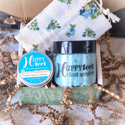 Happy Feet MINI DUO (2 oz Scrub + HALF-OZ Salve) in Burlap Bag