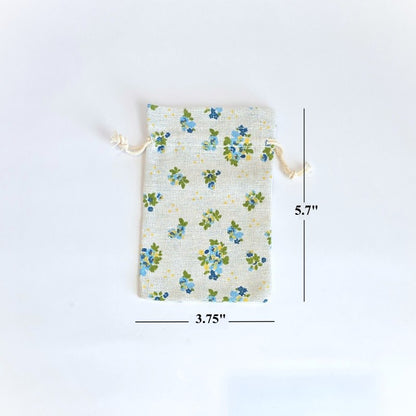 Drawstring Bag {BLUE FLORAL} Small