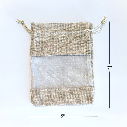 Drawstring Bag {WINDOW} Burlap Medium