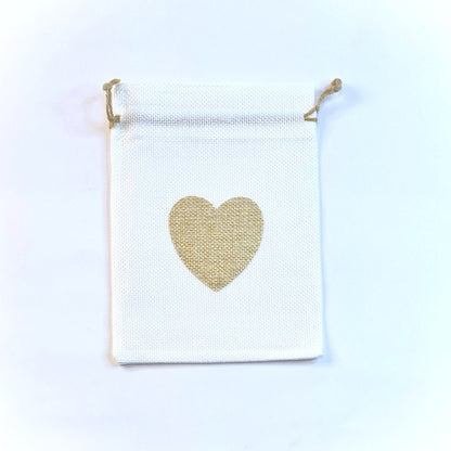 Drawstring Bag {HEART} Burlap Medium
