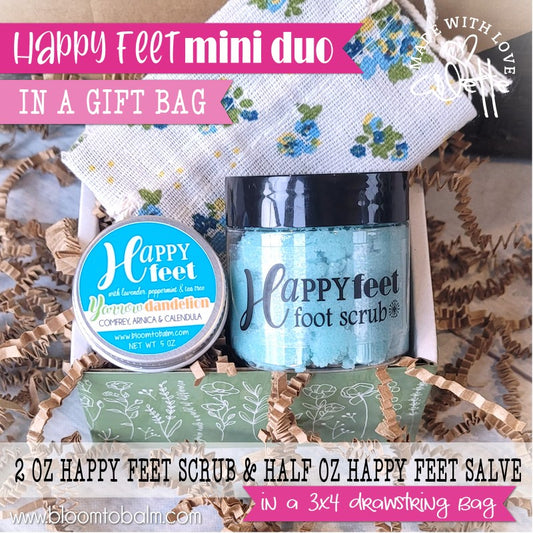 Happy Feet MINI DUO (2 oz Scrub + HALF-OZ Salve) in Burlap Bag