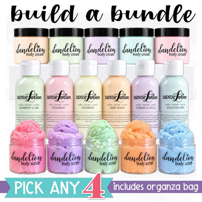 PICK 4: Lotion, Creams or Scrubs GIFT SET (2 oz Bundle in a gift bag)