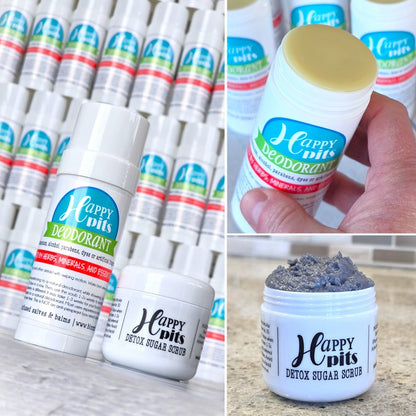 HAPPY PITS {BUNDLE} 2 Natural Deodorants + 1 Detox Scrub