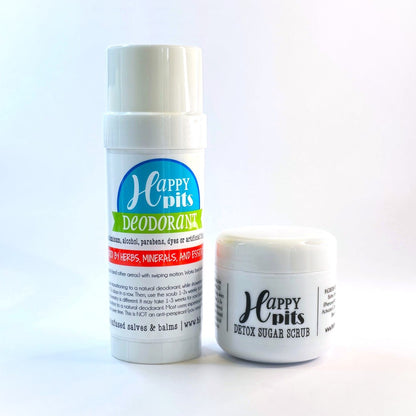 HAPPY PITS {DUO} 1 Natural Deodorant + 1 Detox Scrub