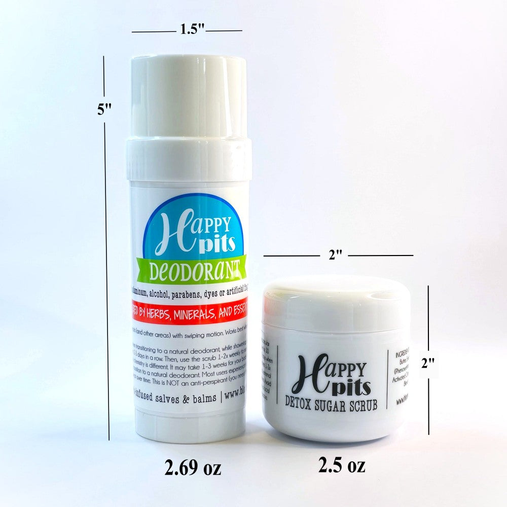 HAPPY PITS {BUNDLE} 2 Natural Deodorants + 1 Detox Scrub