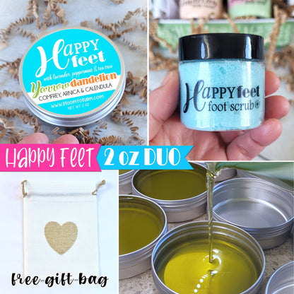 Happy Feet 2 oz DUO (2 oz Scrub + 2 oz Salve) in Heart Bag