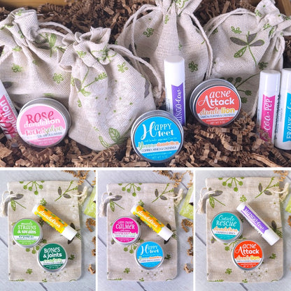 MINI GIFT BAG BUNDLE: 2 Salves (.5 oz) + 1 Lip Balm
