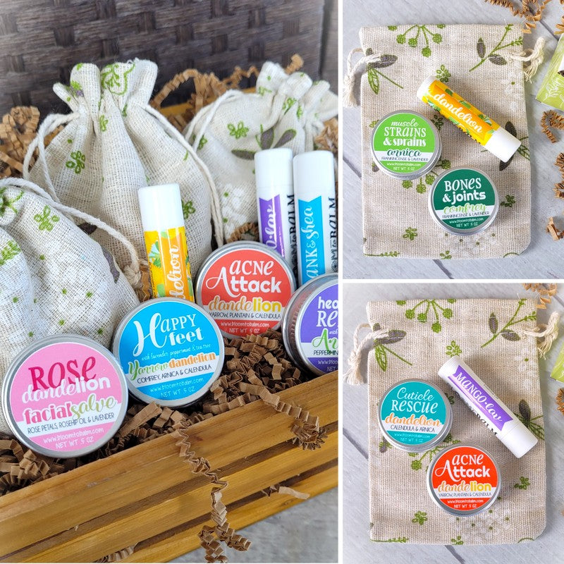 MINI GIFT BAG BUNDLE: 2 Salves (.5 oz) + 1 Lip Balm
