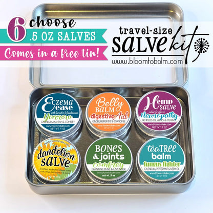 TRAVEL-SIZE Salve Kit (PICK 6 HALF OZ) + FREE Tin!